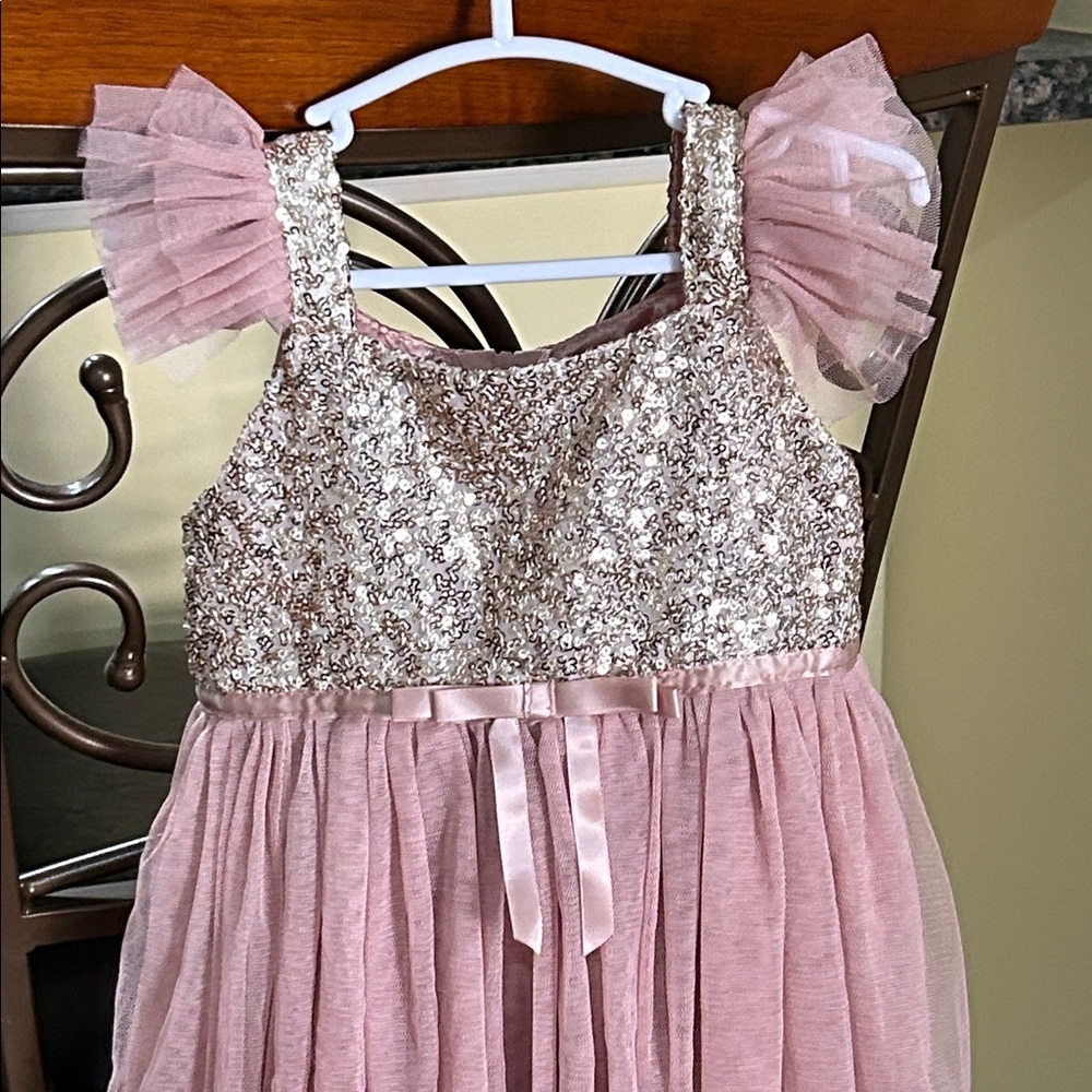 Popatu Little Girls Sequin Tulle Dress, featuring a sequin-embellished bodice - Picture 2 of 5